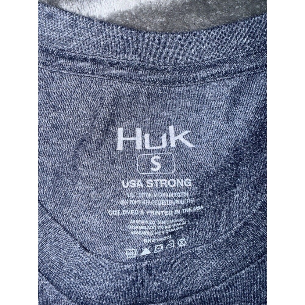 Huk Men's Size Small Performance Fishing Logo Tee, Short Sleeve Navy Blue - Picture 5 of 5
